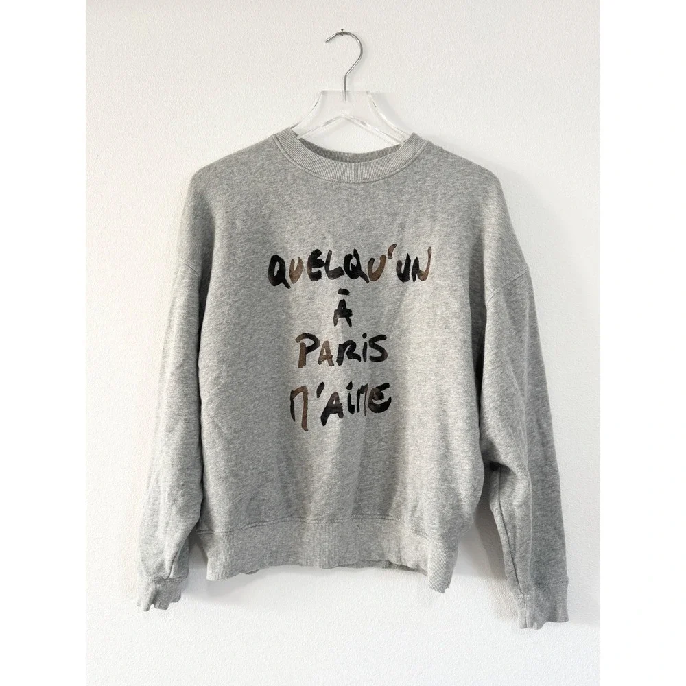 BA&SH | Rare Brice Sweatshirt Paris Crewneck Comfy Grey Relaxed Fit - Picture 2 of 5